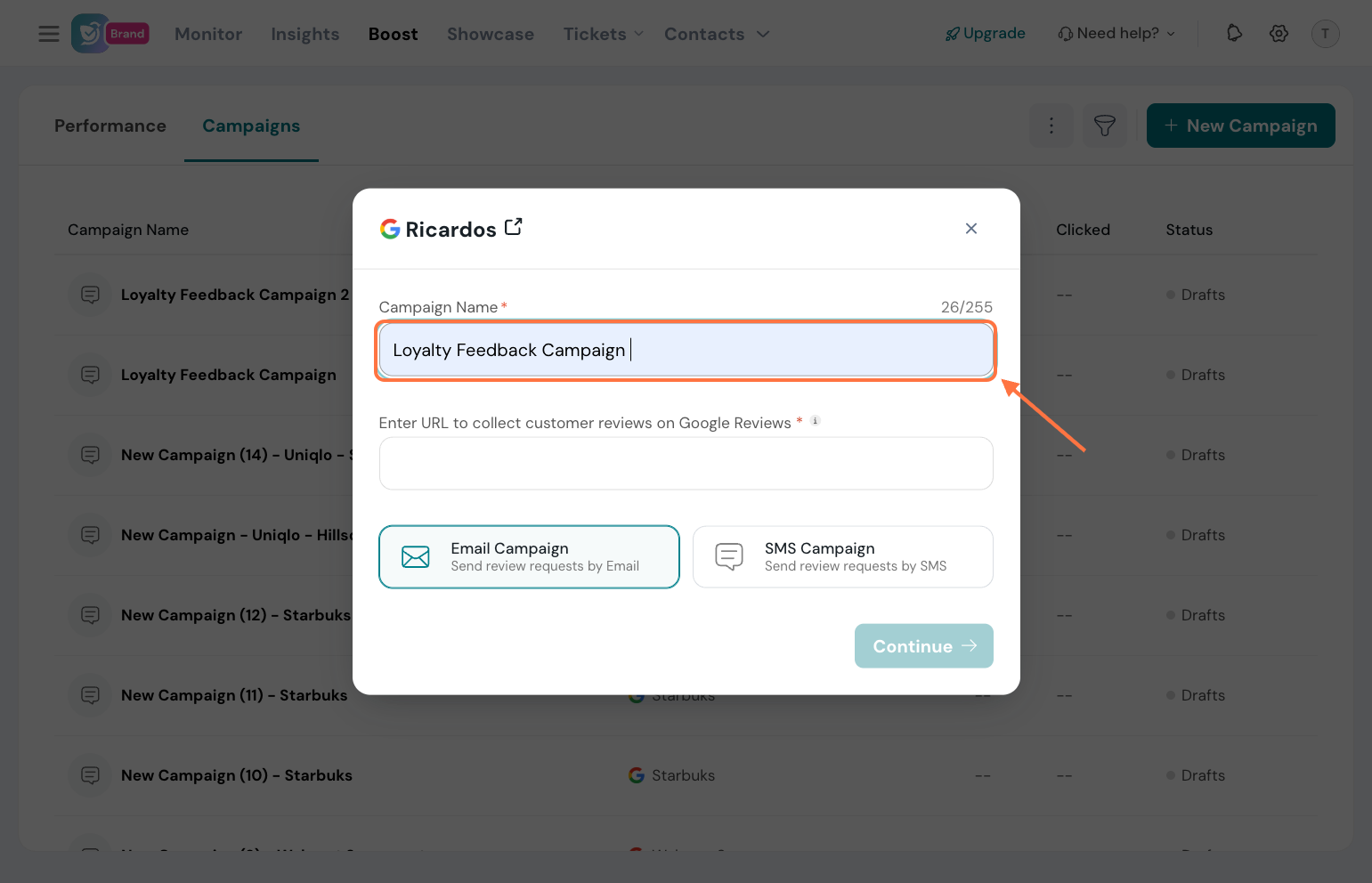 Click on Campaign Name