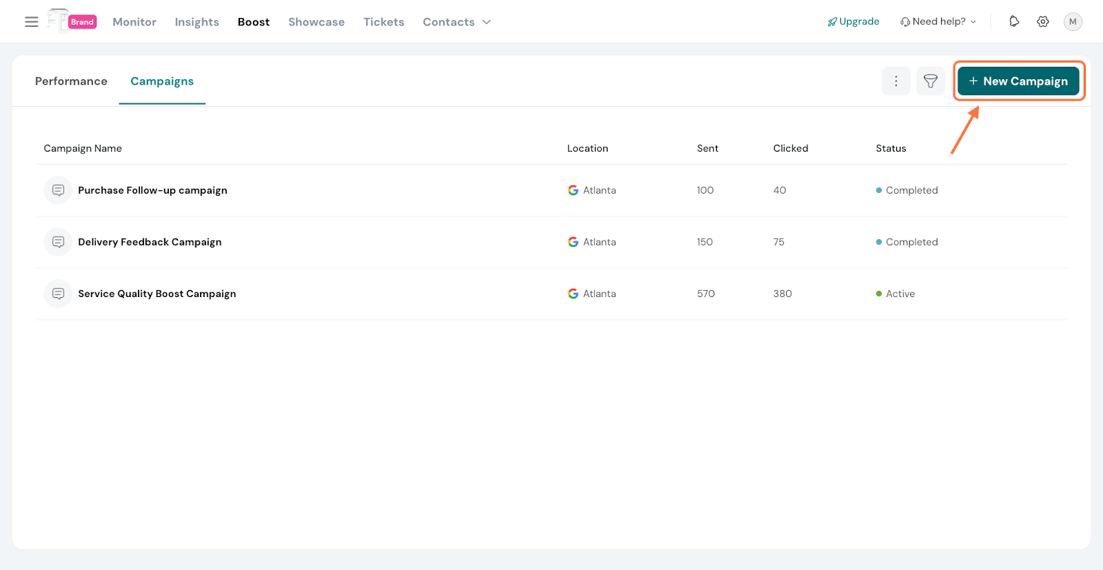 Click on New Campaign
